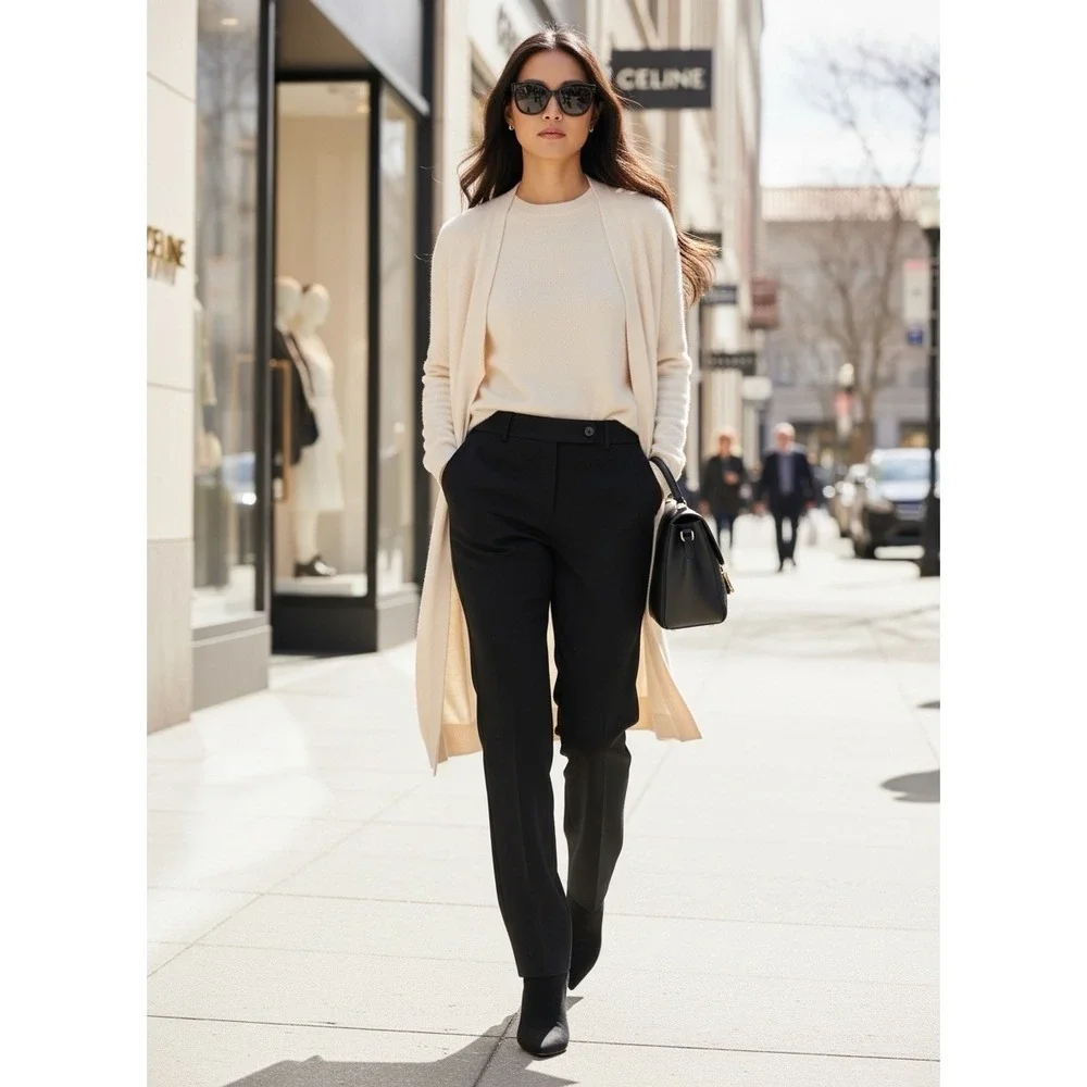 Calvin Klein Black Wide Leg Dress Pants Polyester Rayon Spandex Women Size‎ 4